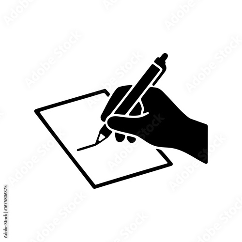 Note Taking Icon where Handwriting on Paper with Pen