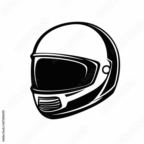 Striking motorcycle helmet design showcased in detailed graphical black color silhouette
