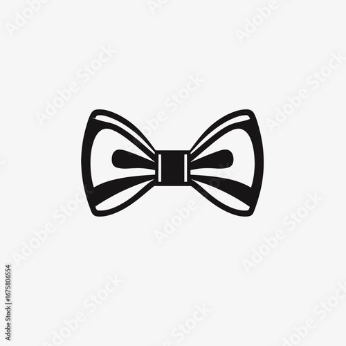 Classic, minimalist bow tie fashion accessory depicted in a vector illustration silhouette