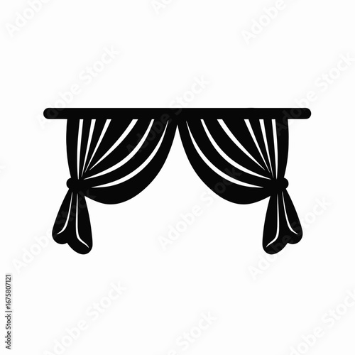 Elegant tied black stage curtains, providing a theatrical atmosphere silhouette