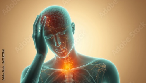 Man body pain anatomy head pain throat pain illustration