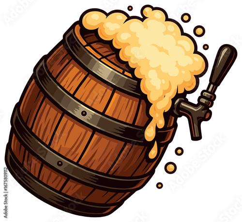 Beer barrel 3d icon set. featuring barrel, tap, foam, fermentation, and brewing equipment symbols