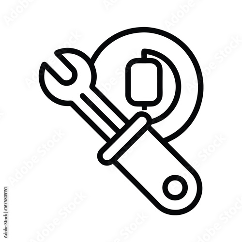 Plumbing wrench outline icon for toilet maintenance and repair