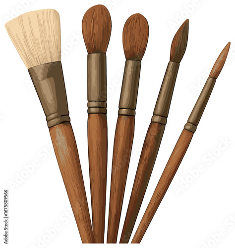 Artistic tools 3d icon set. featuring paintbrush, sketchpad, palette, easel, canvas, color wheel
