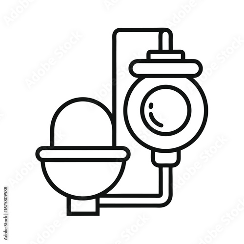 Clean outline icon of a toilet fill valve with a float ball