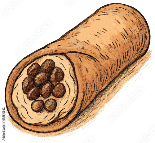 Dessert linear icon set. featuring cannoli, chocolate filling, pastry shell, and cream