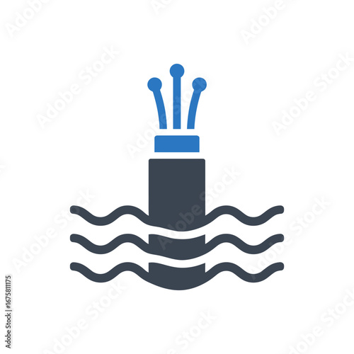 Submarine Cable Underwater Icon