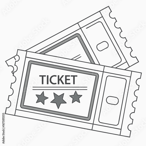 Vector art of two stylized tickets with the word ticket and stars on them