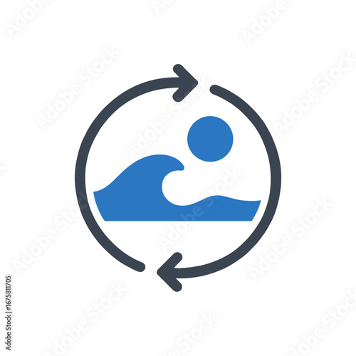 Tidal wave cycle icon