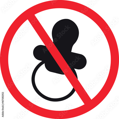 Vector no pacifier sign on white background , forbidden nipple pacify child pictogram. Vector illustration .