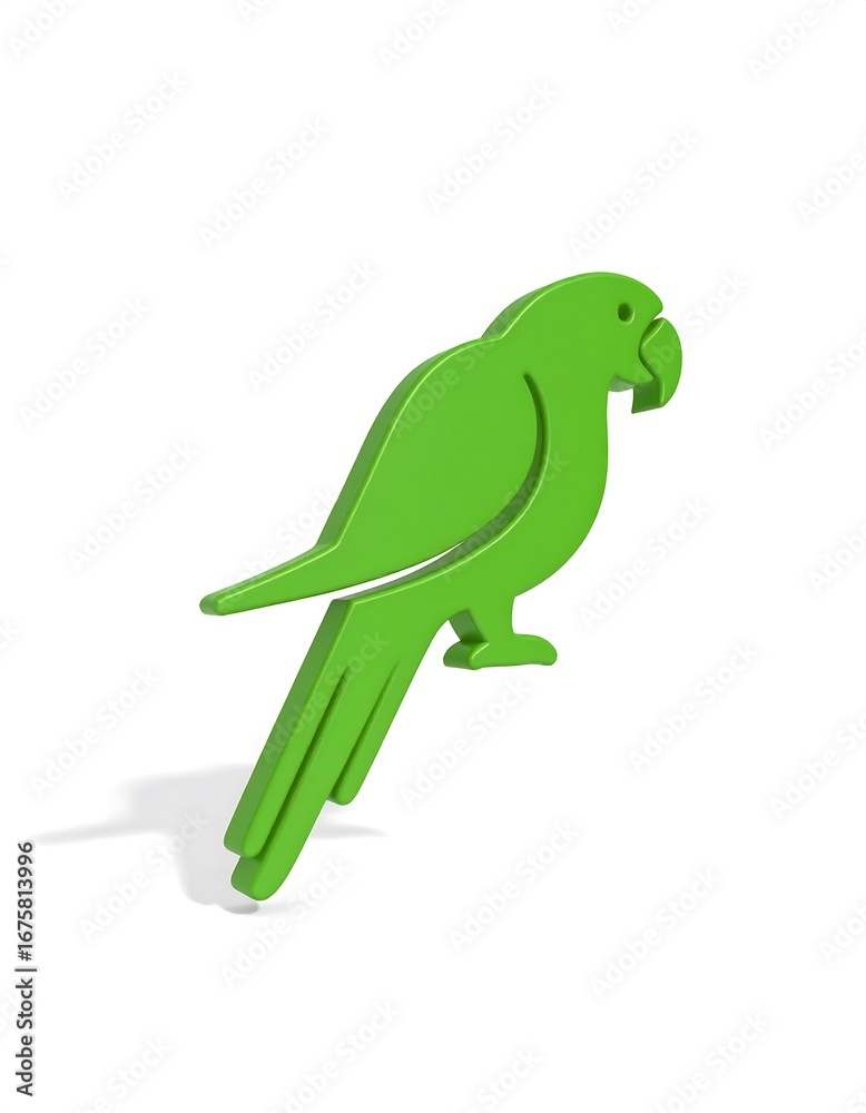 Naklejka premium Simple 3D green parrot icon