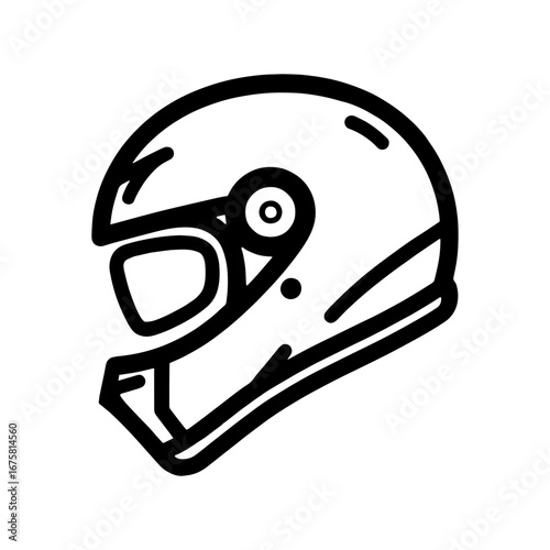 A black and white icon of a motorcycle helmet