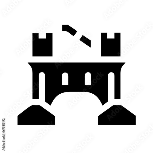 Forgotten Bridge Icon Set | Ruined Ancient Broken Old Abandoned Historic Stone Structures Collection