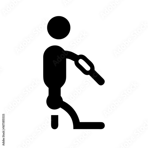 Human Silhouette with Robotic Exoskeleton Limb Vector Outline Flat Glyph Minimal Editable Technology Sci-Fi Design Icon Set