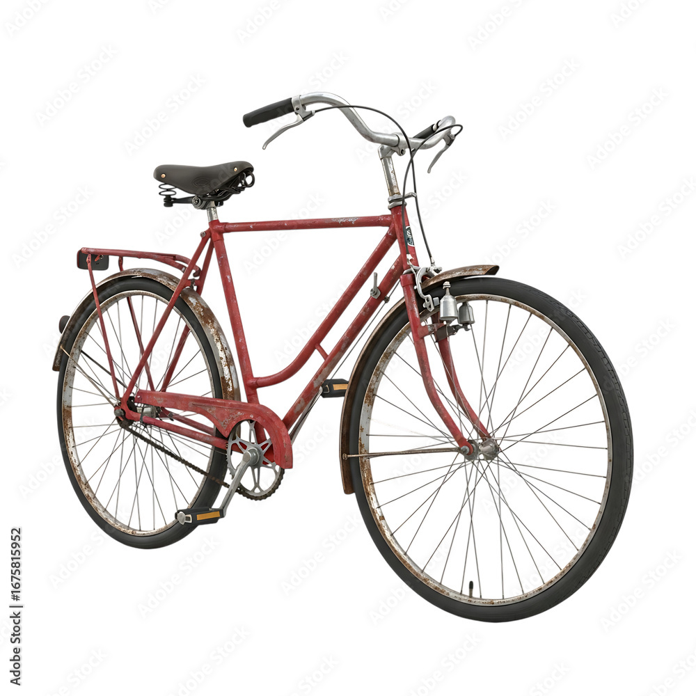Fototapeta premium Vintage red bicycle isolated on transparent background
