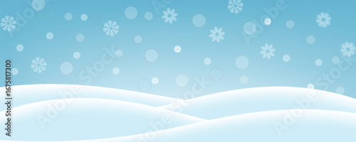 Winter play with snowdrifts and falling snow. Place for text. Vector illustration.