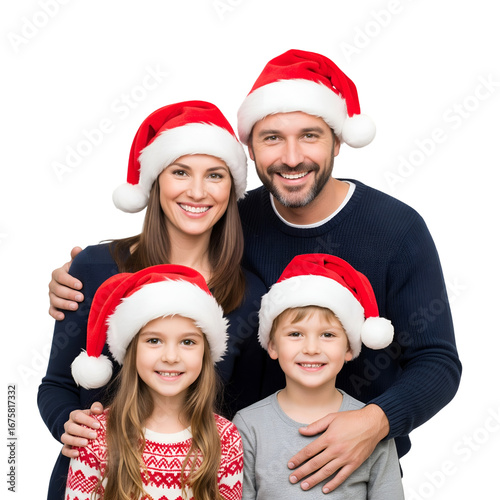 happy family in christmas hats