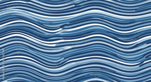 Seamless ocean waves vector pattern with varied blues and subtle textures