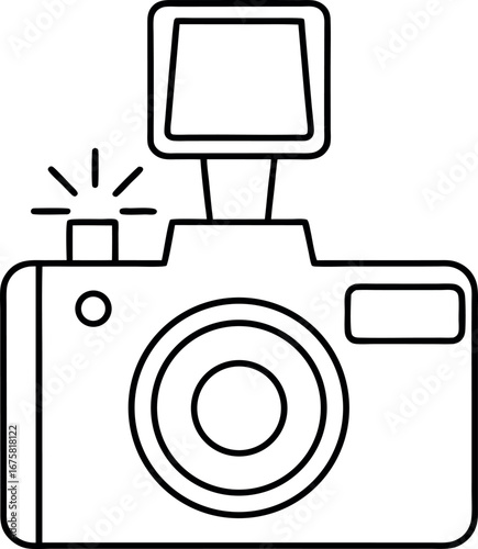 Camera outline icon illustration vector graphic design simple style equipment for photography and videography captures moments and memories perfect for content creators and professionals