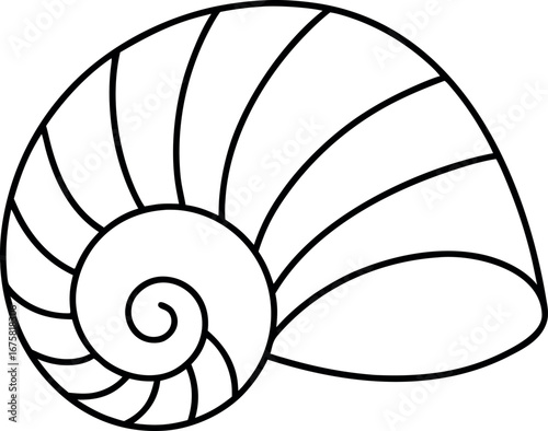 Elegant Nautilus Shell Outline Vector Graphic Illustration for Nautical Designs and Natural Geometry Projects showcasing the Fibonacci sequence