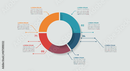 Infographic donut chart vector illustration for data representation design