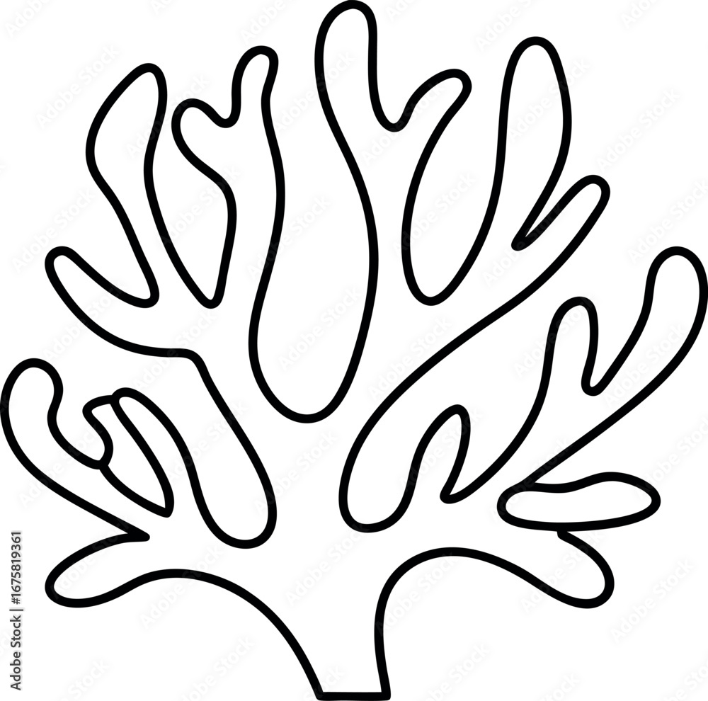 Obraz premium Stylized sea coral black and white illustration underwater ecosystem vector graphic for design projects and marine themed creative compositions