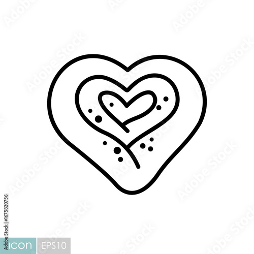 Delicious Heart Shaped Sweet Bun Vector Icon