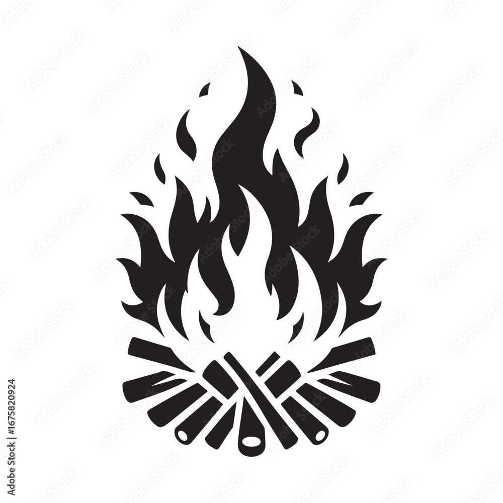 Naklejka premium around bonfire vector silhouette clip art logo design illustration