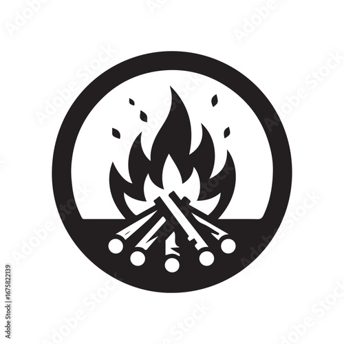 around bonfire vector silhouette clip art logo design illustration