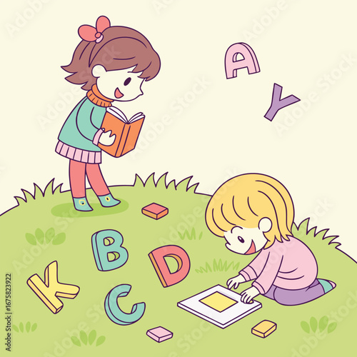 children drawing on a paper