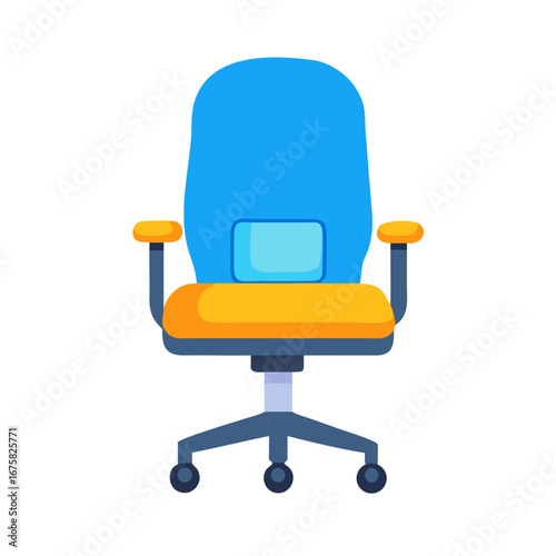 Blue Office Chair with Wheels Illustration - Blue Office Chair with Wheels Illustration
