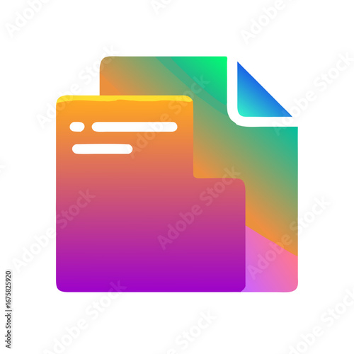 Colorful Gradient Icon of Folder and Document - Modern gradient icon showing a folder with a document, symbolizing file management, digital storage, organization, and online data sharing.
