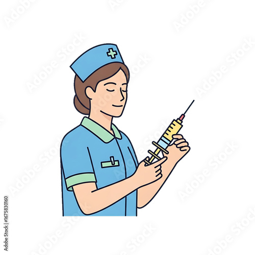 Nurse preparing an injection with a syringe.
