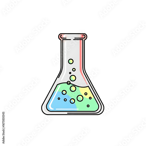 Laboratory flask with colorful chemical reaction.