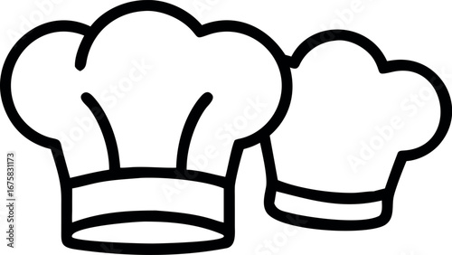 Vector art of two chef hats, one large and one small, isolated on a