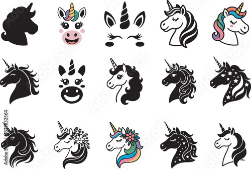 Enchanting Unicorn Silhouette Vector Collection for Creative Design and Branding Projects