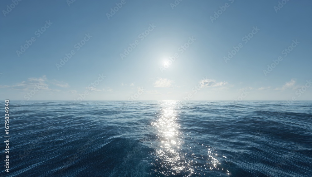 Fototapeta premium Calm ocean, bright sun, clear sky