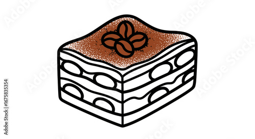 A delectable Tiramisu slice illustration perfect for dessert lovers and Italian cuisine