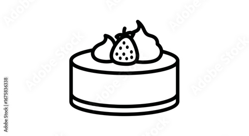 Delicious strawberry cake icon for dessert menus and culinary design projects