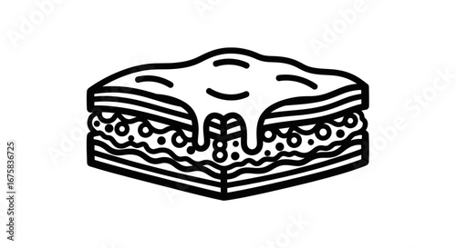 Iconic Middle Eastern dessert baklava drawing with syrup and pastry layers illustration