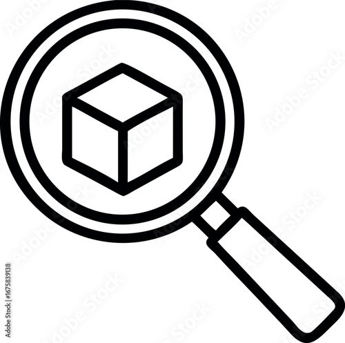Vector art of magnifying glass over a cube