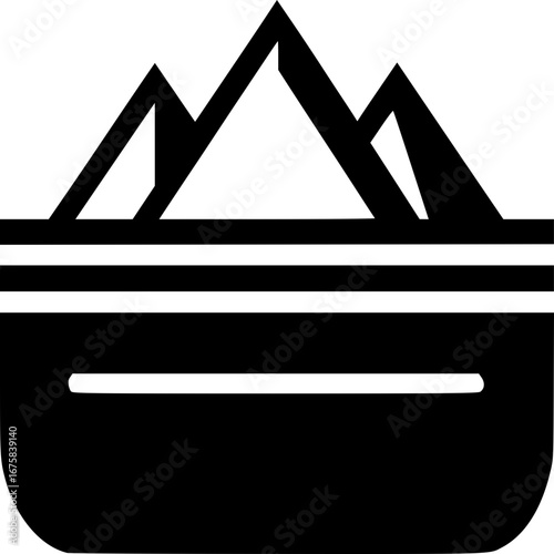 Abstract mountain peaks and boat hull black vector minimalistic
