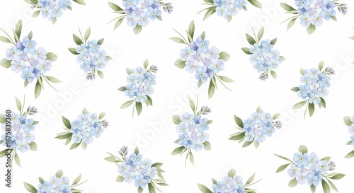 Beautiful Blue Hydrangea Flower Pattern Delicate Watercolor Floral Design for Stationery and Textiles