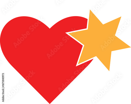 Romantic heart with shining star vector design
