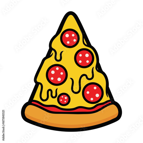Cartoon pepperoni pizza slice vector illustration