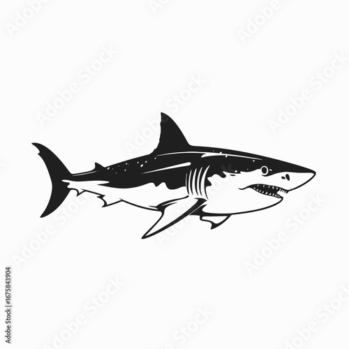 Striking illustration showing the power and nature of a great white silhouette