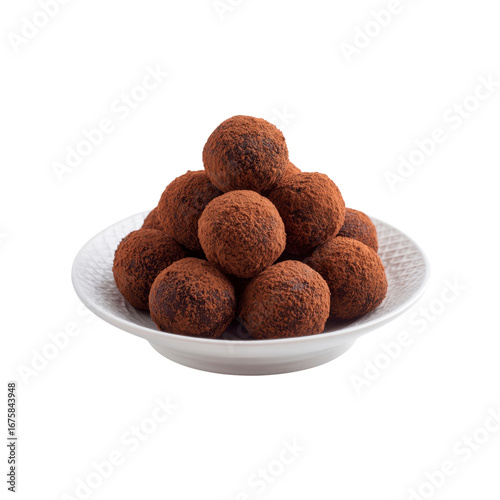 Delicious Chocolate Truffles on a White Plate