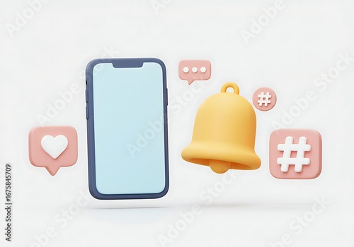 vector and 3D illustration of a social media communication set