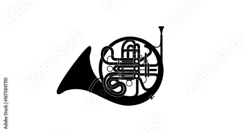 Silhouette of a French Horn Musical Instrument.