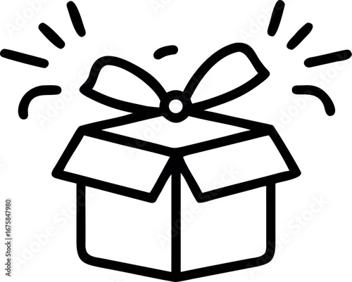 Vector art of open gift box with a bow, symbolizing surprise or present